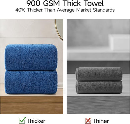 REDKISS 2 Piece Luxury Bath Towel Set - 31x62 inch Oversized Thick Bath Sheets, 100% Cotton, 900 GSM, Super Soft, Highly Absorbent, Quick Dry Large Shower Towels for Bathroom, Pool, Gym, Spa, Navy