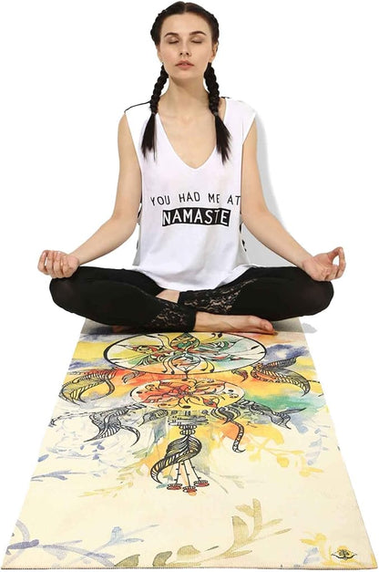 Shakti Warrior TPE Yoga Mat - Artist Designed, Premium eco friendly mats, Non Slip, Non toxic, Great For Regular & Hot Yoga, Pilates and Workouts (72 inch x 24 inch x 6mm thick)
