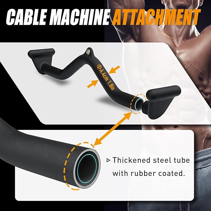 Lat Pull Down Bar T bar Row Attachment, V Bar Tricep Lat Pulldown Attachments, Back Strength Training Bar for Home Gym Exercise Cable Machine Attachments