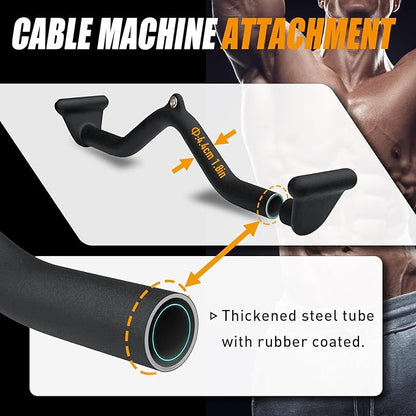 Lat Pull Down Bar T bar Row Attachment, V Bar Tricep Lat Pulldown Attachments, Back Strength Training Bar for Home Gym Exercise Cable Machine Attachments