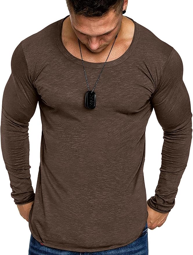 COOFANDY Men 2 Pack Muscle Fitted T Shirt Gym Workout Athletic Long Sleeves Tee