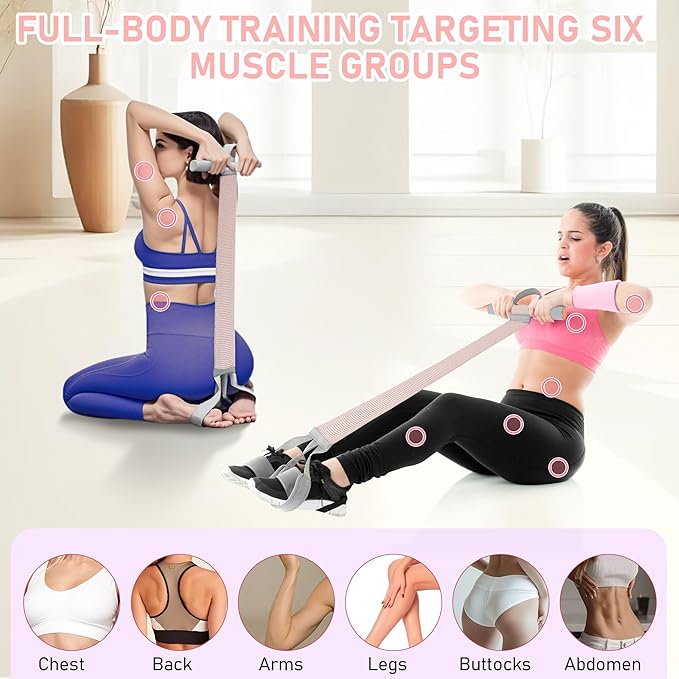 Fabric Resistance Band with Handles, 120LB Fitness Resistance Bands for Women, Beginner-Friendly Yoga Training Equipment, Full-Body Exercise Band for Chest, Glutes, Legs & Core Muscles