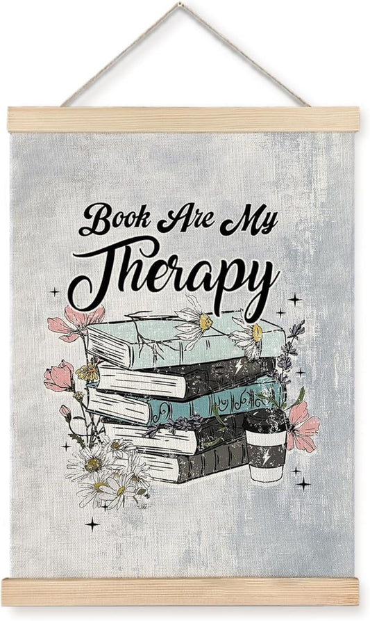 Book Wall Art,Book Posters,Bookish Decor, Library Decor,Reading Nook Decor, Vintage Floral Book Canvas Wall Art Poster Hanger Frames for Reading Room Corner Classroom Decor,12x16Inches,040-CY-GQ