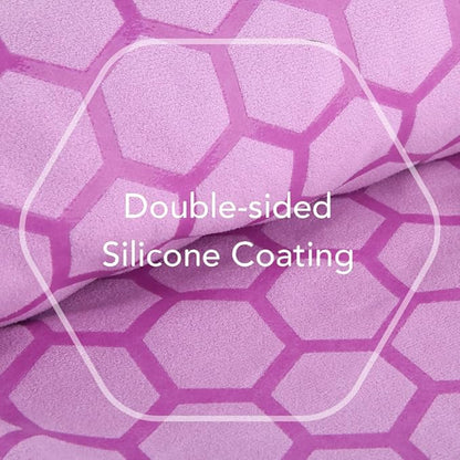 Clever Yoga Hot Yoga Mat Towel – Non-Slip Grip for Hot Yoga, Sweat Absorbent, Honeycomb Silicone Grip, Stays Flat – Ideal for Pilates, Travel, Washable & Lightweight - Lilac