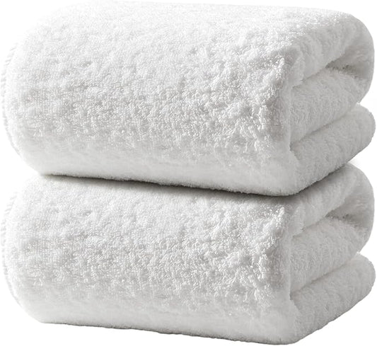 REDKISS Ultra-Plush Bath Towel Set - 900GSM Premium Thick Cotton for Bathroom & Spa, Super Absorbent Bath with No Shedding (2-Piece Bath Twoel Set for Adults, Luxury Hotel & Home Use)-White