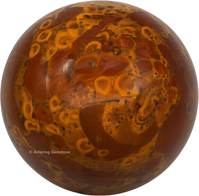Amazing Gemstone Fruit Jasper Crystal Ball with Stand - 2 Inches Crystal Sphere Meditation Balls for Witchcraft and Decorative Balls