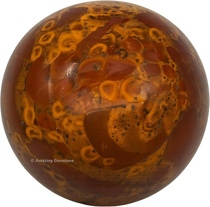 Amazing Gemstone Fruit Jasper Crystal Ball with Stand - 2 Inches Crystal Sphere Meditation Balls for Witchcraft and Decorative Balls