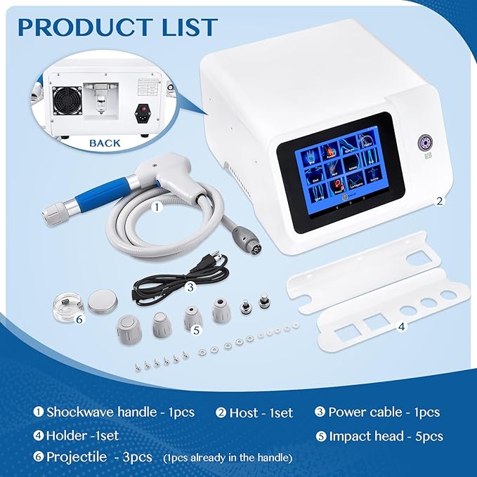 Shock Wave Therapy Machine for Joint Muscle Pain Relief Muscle and Bone Tissue 10 bar Pneumatic Therapy Machine Non-Invasive No Side Effects