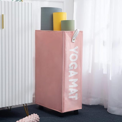 Twira Yoga Mat Storage Racks, Home Gym Storage Rack for Foam Roller, Yoga Strap and Resistance Bands, Workout Equipment Corner Storage Organizer with Wheels