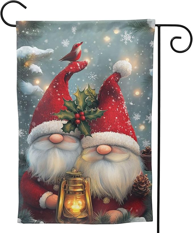 Gnomes Red Garden Flag 12x18 In Double Sided Yard Flags Lawn Sign Decor No Flagstand