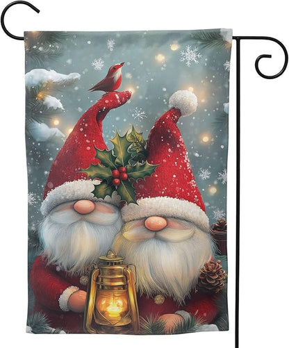Gnomes Red Garden Flag 12x18 In Double Sided Yard Flags Lawn Sign Decor No Flagstand