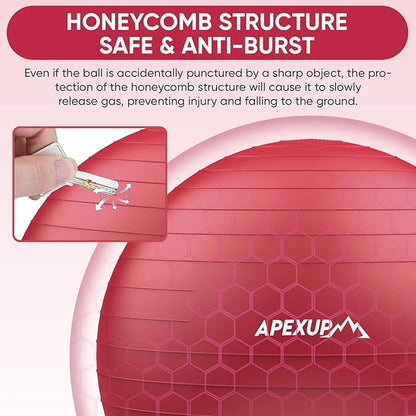 APEXUP Yoga Ball Exercise Ball Anti Slip Heavy Duty for Fitness, Balance & Core Workout