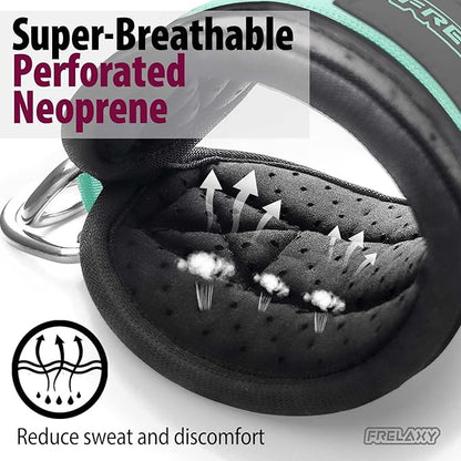 Frelaxy Ankle Straps for Cable Machine – Comfortable & Durable Leg Straps for Kickbacks, Glute Workouts, and Lower Body Exercises – Perforated Neoprene Padding & Tapered Fit