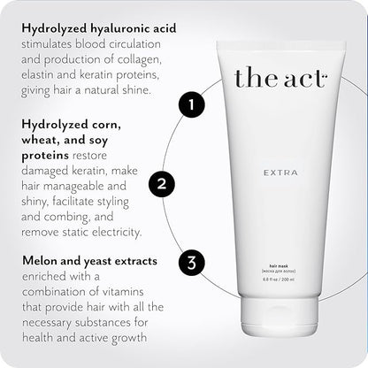 Extra Nourishing Hair Mask with Argan Oil, Coconut Oil, Hyaluronic Acid - Intense Hydration, Repair for All Hair Types - Ideal for Curly and Damaged Hair - 6.8 Fl oz