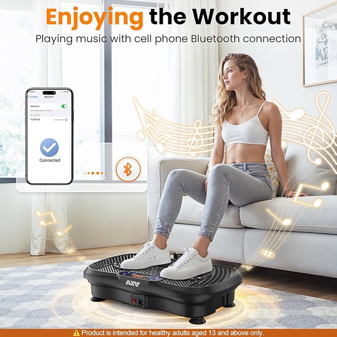 AXV Vibration Plate Fitness Platform Exercise Machine Vibrating Shaking Full Body Shaker Workout Vibrate Stand Shake Board Sport Gym for Weight Loss Fat Burner for Women Men