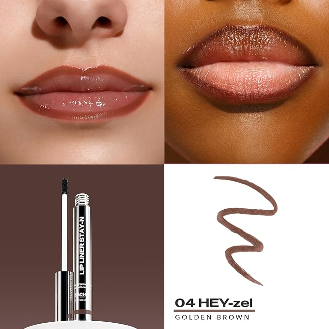 Sacheu Lip Liner STAY-N Peel Off Lip Stain — Long Lasting Matte Lip Tattoo Transfer Proof Lipstain Infused with Hyaluronic Acid & Vitamin E for All Skin Types — Vegan & Cruelty-Free, HEY-zel