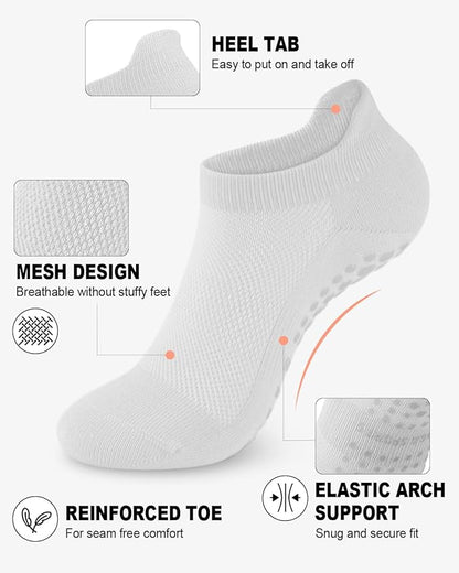 3/6 Pairs Grip Pilates Socks for Women, Non-slip Yoga Athletic Socks for Barre Ballet Barefoot Workout Hospital