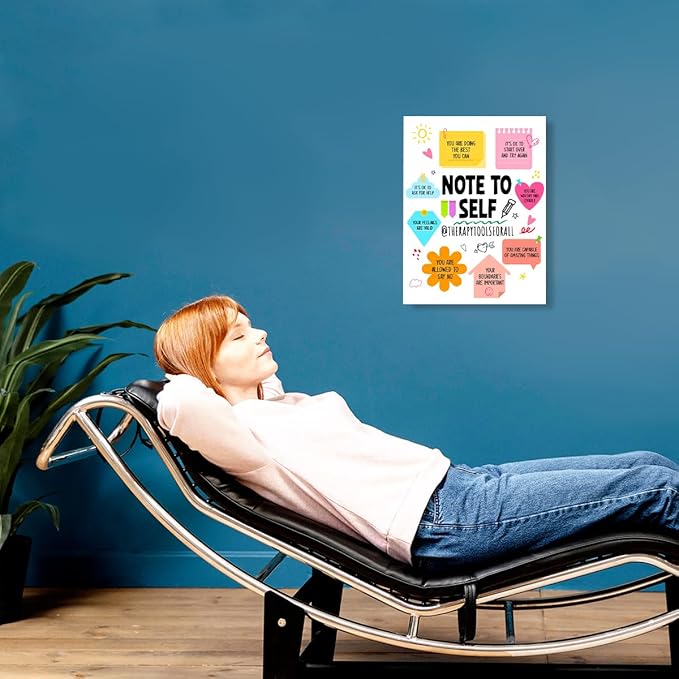 YEOION Note to Self Wall Decor,Mental Health Wall Art Canvas Frame Print for Mental Health Therapy Office School Counselor Calming Corner Wall Decor