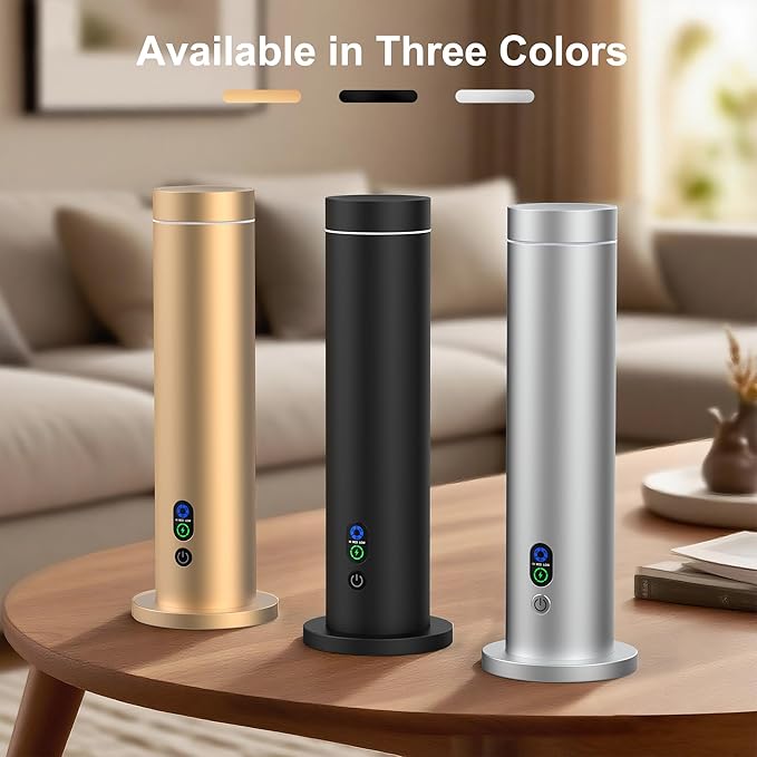 Waterless Diffuser, 1000 Sq.Ft Coverage, Essential Oil Diffuser with Tilt-Safe, Remote Control, Adjustable Mist Mode, Mood Lights Aromatherapy Diffuser for Home, Large Room, Office, Hotel, Silver