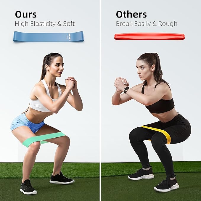 Resistance Bands for Working Out Set of 5, Elastic Exercice Loop Bands for Physical Therapy, Yoga Starter Set of Stretch Bands for Booty Legs, Pilates Flexbands for Men and Women with Carrying Bag