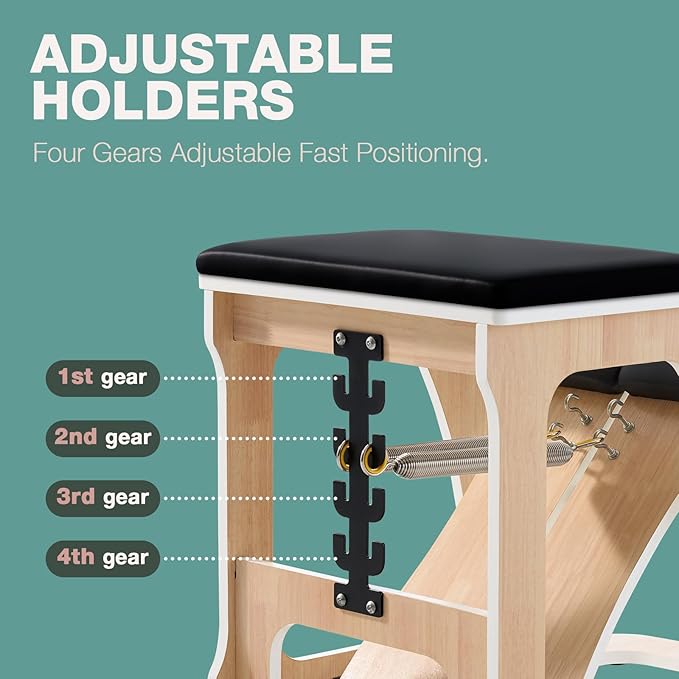 ARKANTOS Pilates Chair, Multi-Functional Stability Chair with Adjustable Resistance, Compact Home Gym Equipment for Full-Body Workout, Black