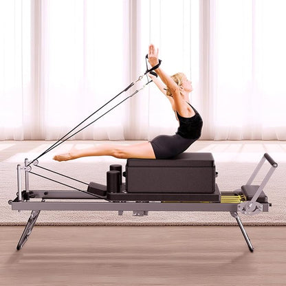 Pilates Reformer Machine,Foldable Home Pilates Reformer Equipment, Small Reformer for Women Use Studio Gym Yoga