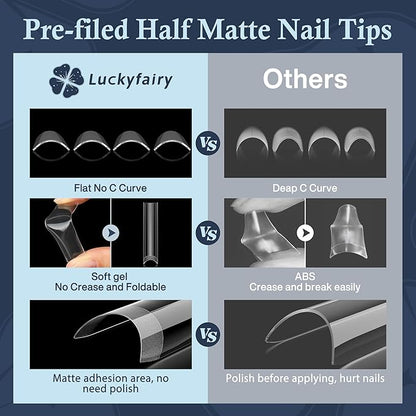 504PCS No C Curve Nail Tips Square XXL Extra Long Tapered Square Nail Tips for Acrylic Nails Professional 12 Sizes Half Cover Straight Clear Fake Nails for Nail Extensions Salons DIY at Home