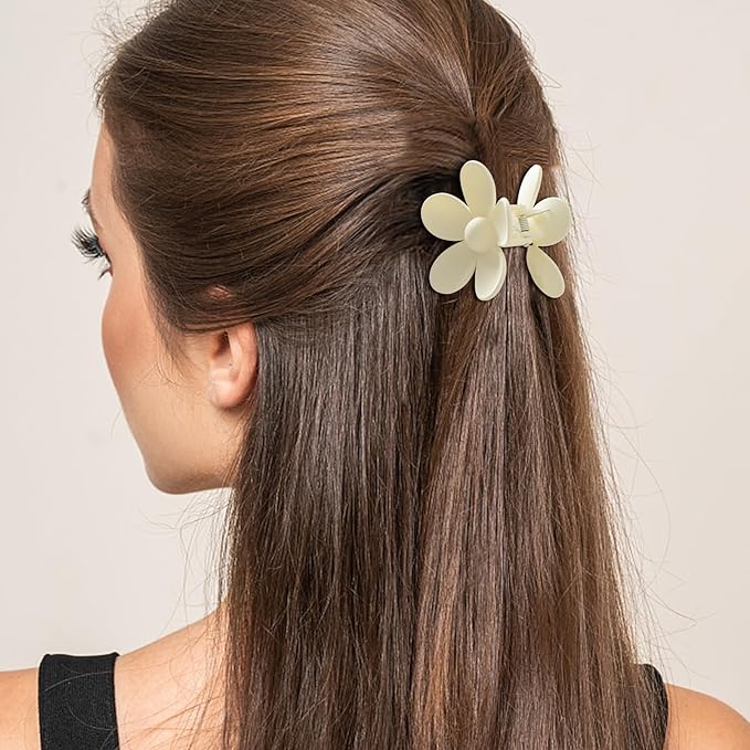 8PCS Hair Clips for Women, Flower Claw Clips for Thick Hair, Non-Slip Hair Accessories with Multi-Styles, Neutral Colors Hair Claw Clips and Variety Pack, Ideal for Girls