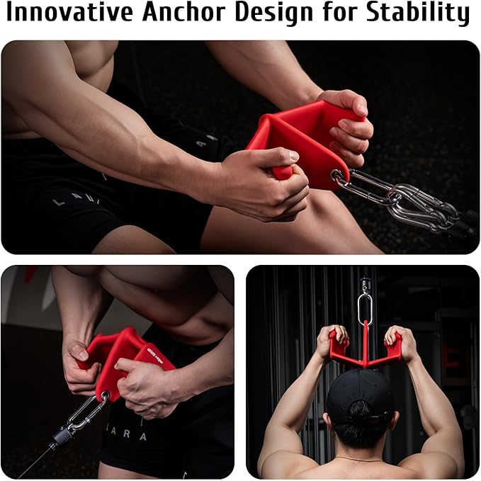 LAT Pull Down Bars Set, Triangular Stability LAT Pulldown Attachments with 8 Ergonomic Handles for Whole Back Training, Non-Slip Cable Machine Attachment for Gym Home Workout