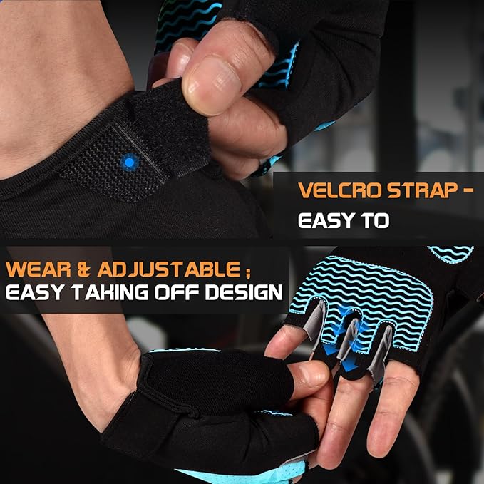 Sunnex Gym Gloves - Fingerless, Breathable Workout Gloves for Weightlifting, Cycling & More