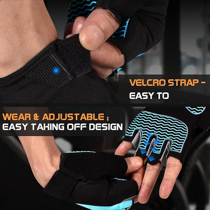 Sunnex Gym Gloves - Fingerless, Breathable Workout Gloves for Weightlifting, Cycling & More