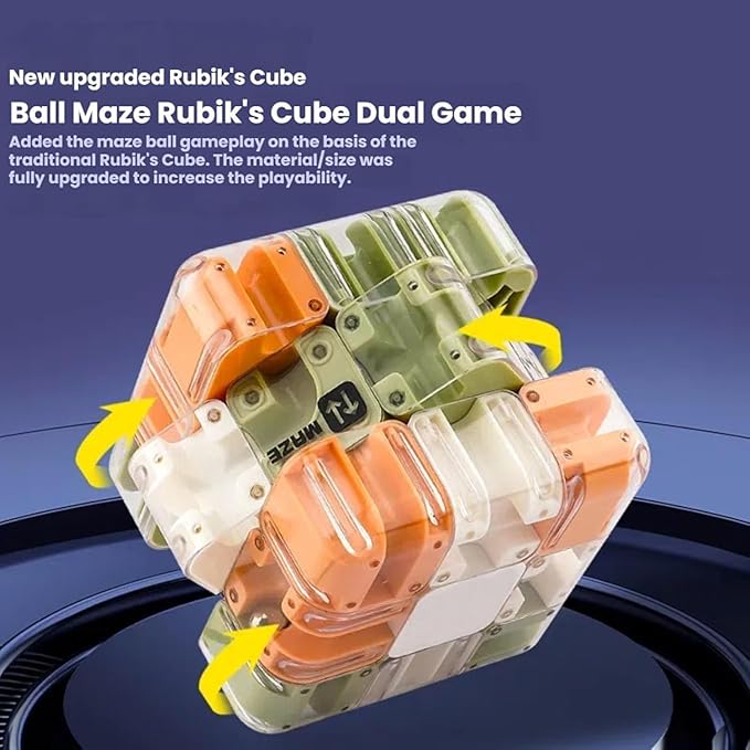 3D Maze Ball Puzzle Fidget Cube - Engaging Brain Teaser Toy for Stress Relief & Focus, Challenging Puzzle Maze Ball Game for Adults, Teens & Kids (Model A-1PCS)