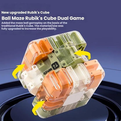 3D Maze Ball Puzzle Fidget Cube - Engaging Brain Teaser Toy for Stress Relief & Focus, Challenging Puzzle Maze Ball Game for Adults, Teens & Kids (Model A-1PCS)