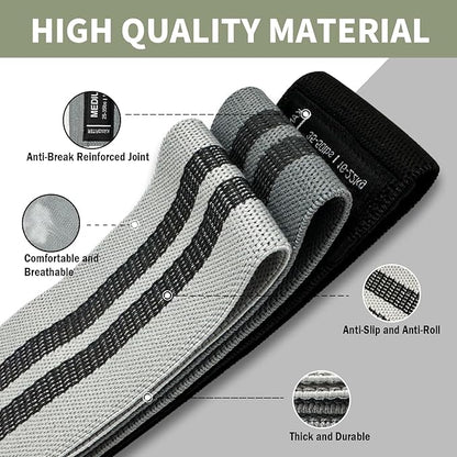 Non-Slip Fabric Resistance Bands for Working Out, Loop Exercise Bands for Booty Leg, Butt, Glute, Stretch Workout Bands for Women & Men, Hip Elastic Bands for Home Gym Fitness, Yoga, Pilates