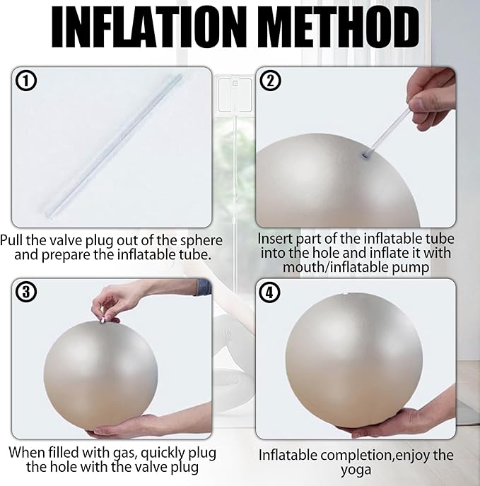 Small Exercise Ball Anti-Burst Non-Slip Stability 9 Inch with Inflatable Straw Mini Pilates Balls Ideal for Yoga Exercise Pilates Physical Therapy Stretching Core Fitness