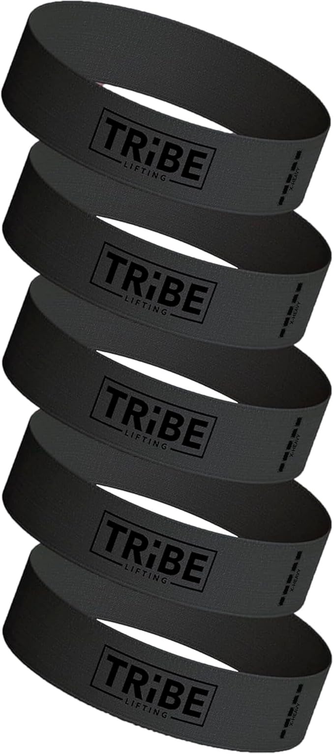 Tribe Lifting Fabric Resistance Bands for Glutes & Legs | 5 Fabric Workout Bands Set | Thick Booty Bands for Squats, Lunges, Hip Training, Physical Therapy & Home Workouts