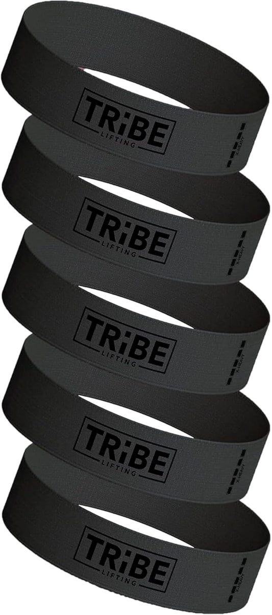 Tribe Lifting Fabric Resistance Bands for Glutes & Legs | 5 Fabric Workout Bands Set | Thick Booty Bands for Squats, Lunges, Hip Training, Physical Therapy & Home Workouts