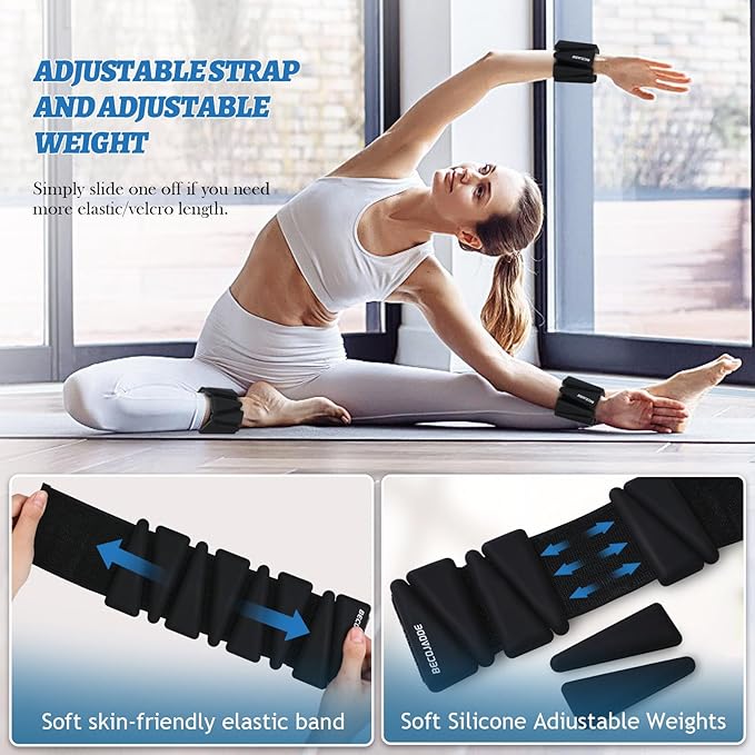 Ankle Weights Set of 2 (1 lb/2 lb/3 lb Each) Adjustable Wrist Weights for Women Men Wearable Arm Leg Weight for Pilates, Running, Walking, Workout, Yoga