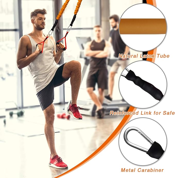 AHIER 14PCS Resistance Bands Set, Exercise Bands for Men & Women, 20lbs to 40lbs Workout Bands, Elastic Resistance Bands with Door Anchor, and Ankle Straps for Training, Yoga