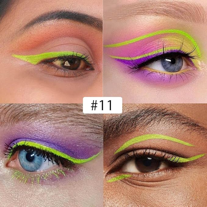evpct 1Pcs Light Green Liquid Eyeliner Waterproof Light Green Eye Liners for Women, Eyes Wing Stamps Shapes Colored Eyeliner delineador de ojos a prueba de agua contra el agua blanco para ojos