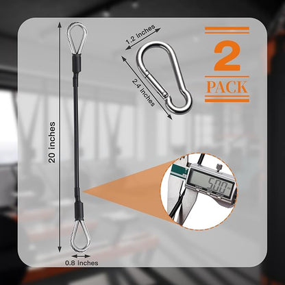 2PCS Gym Cable Extension,Replacement Cable Machine Accessories,Cable Pulley Attachments for Gym -Thick 5mm(0.2inch) Heavy Duty Steel Wire Rope for Home Gym Cable, Leg Extensions Machine