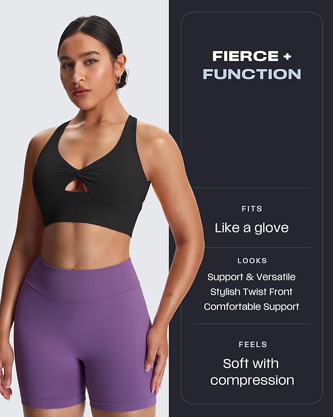 Aoxjox Women's Workout Sports Bras Twist Front Fitness Training Gym Bra Yoga Crop Lola Tank