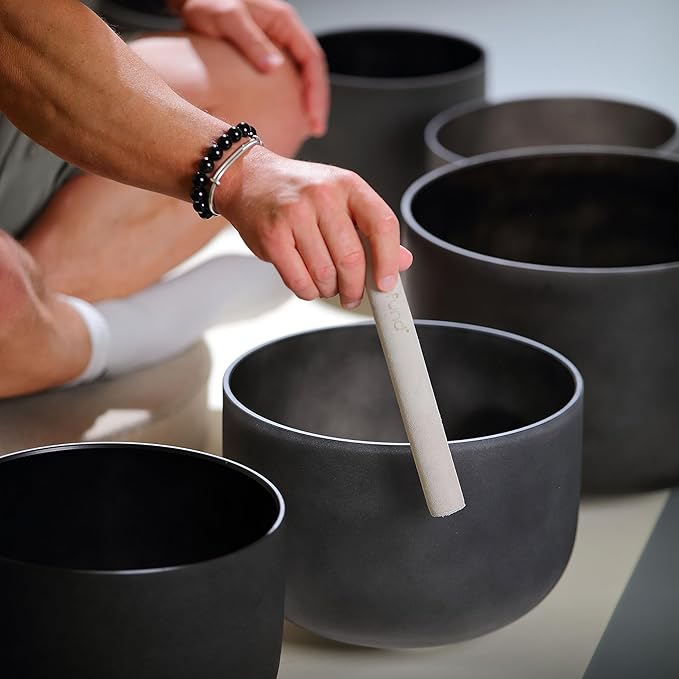 TOPFUND 10" Pro Crystal Singing Bowl Suede Mallet - Solid Beech Core & Hand-Fitted Cowhide