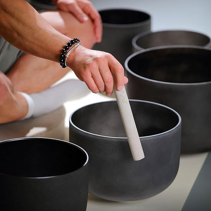 TOPFUND 10" Pro Crystal Singing Bowl Suede Mallet - Solid Beech Core & Hand-Fitted Cowhide