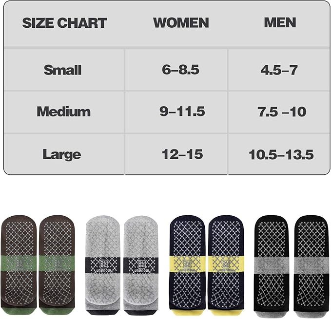 unenow Unisex Non Slip Grip Socks with Cushion for Yoga Pilates Barre Home & Hospital