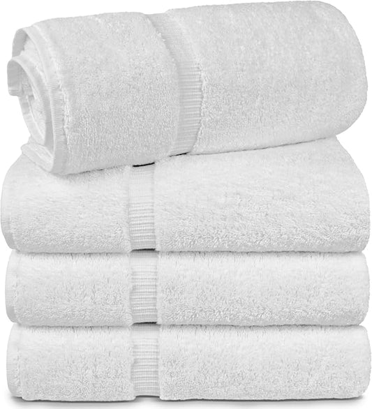 Chakir Turkish Linens | Hotel & Spa Quality 100% Cotton Luxury Turkish Towels | Soft & Absorbent (30x60 Inches Extra Large Bath Towels, Set of 4 - White)