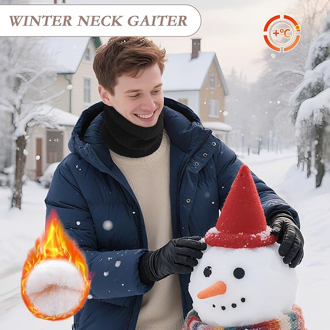 Neck Warmer Gaiter, Winter Fleece Lined Face Mask Scarf for Men Women, Thick Warm Cold Weather Running Ski Neck Cover