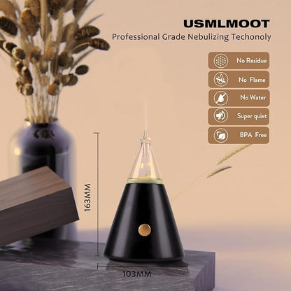 Professional Waterless Essential Oil Diffuser with Night Light, Wood and Glass Scent Diffuser for Home with Cold Air Tech. Original Babel Tower Design