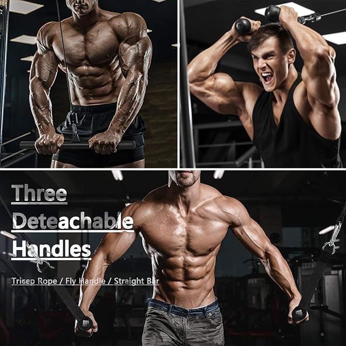 Weight Cable Pulley System Gym Upgraded Fitness LAT and Lift Pulley Attachments Tricep Workout Pulley System with Adjustable Length Cable for Home Gym LAT Pull Down Biceps Curl Tricep Arm Workouts