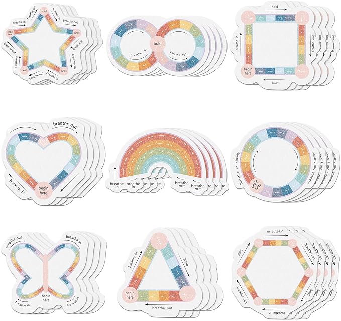 36 Pcs Anxiety Sensory Stickers Mental Health Stickers Fidget Textured Strips Toys Adhesive Tactile Calm Relief Items for Adults Desk School Counselor Classroom(Breath Style)